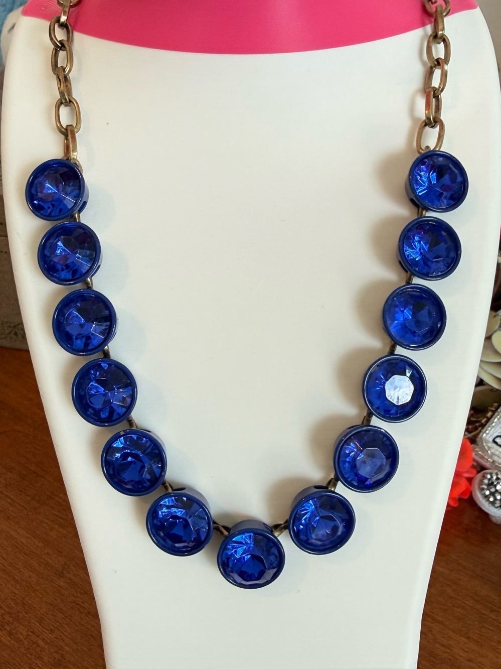 Vintage Cobalt Blue J. Crew Brûlée Gem Necklace